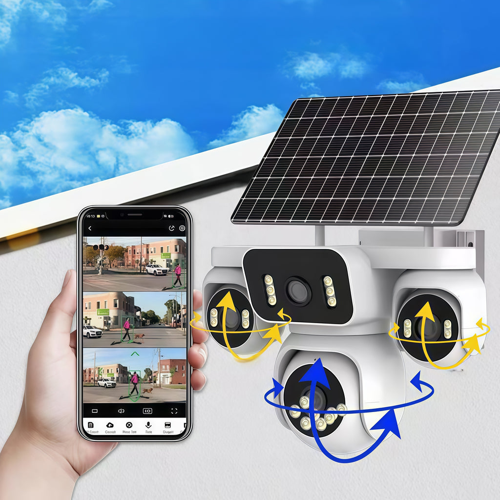 Solar 4G AOV Quad-View Outdoor Security Camera with 360° Full Coverage